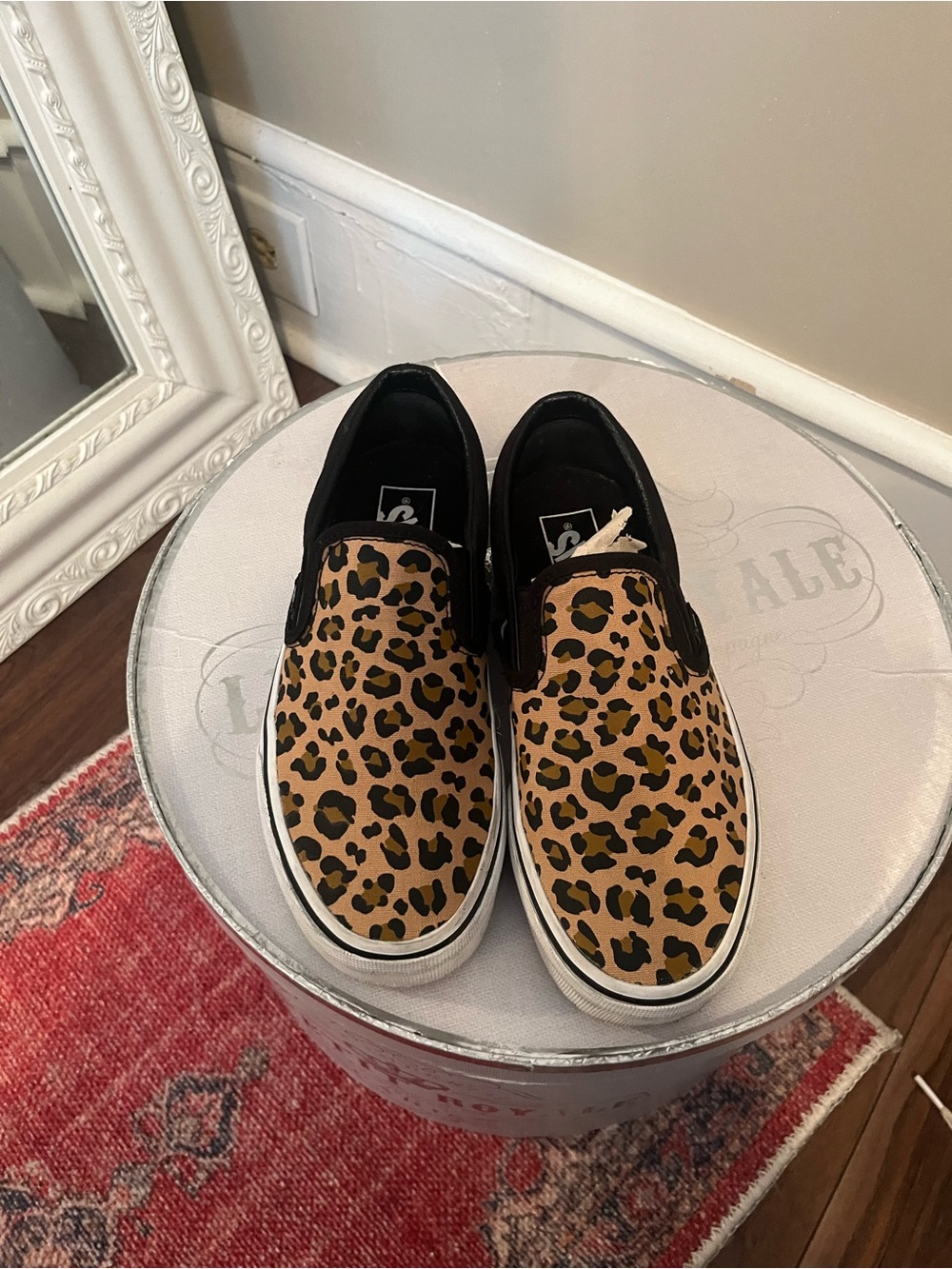 VANS Leopard Print Slip-On Sneakers - Tan/Black
